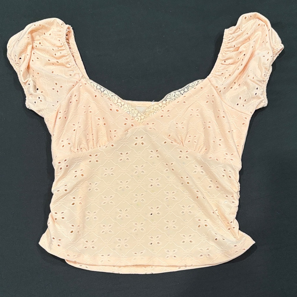 Women's Blush Orange Eyelet Top